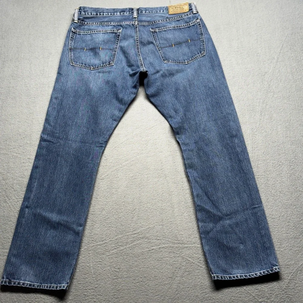 Polo Ralph Lauren Varick Slim Straight Jeans Mens 35x32 Blue Cotton Denim RL